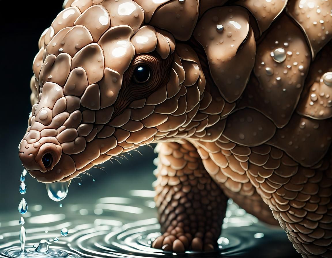 Pangolin Hydration: A Photorealistic Close-Up