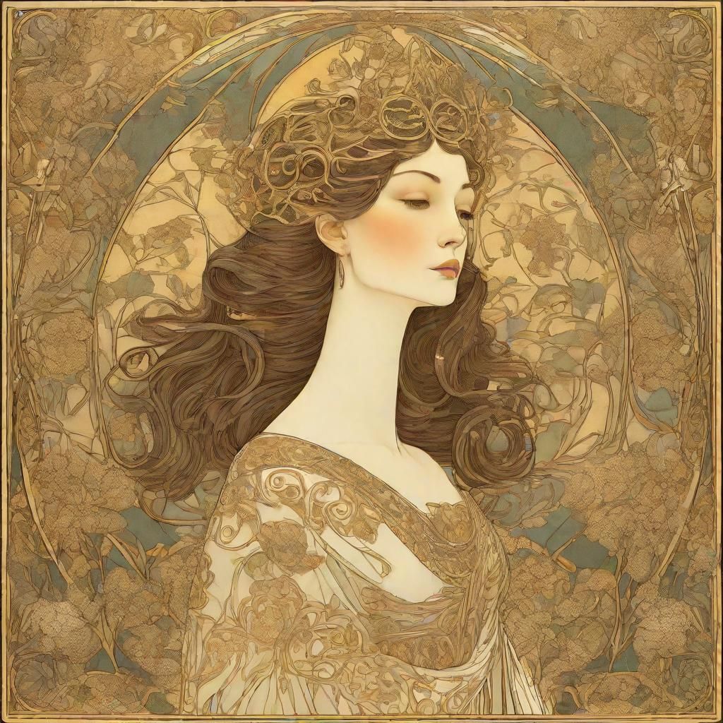 Aubrey Beardsley Gustav Klimt intricate  detailed art nouvea...