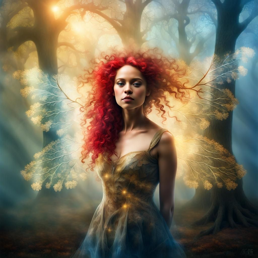 Ethereal Fairy Oak Tree Double Exposure in 4K