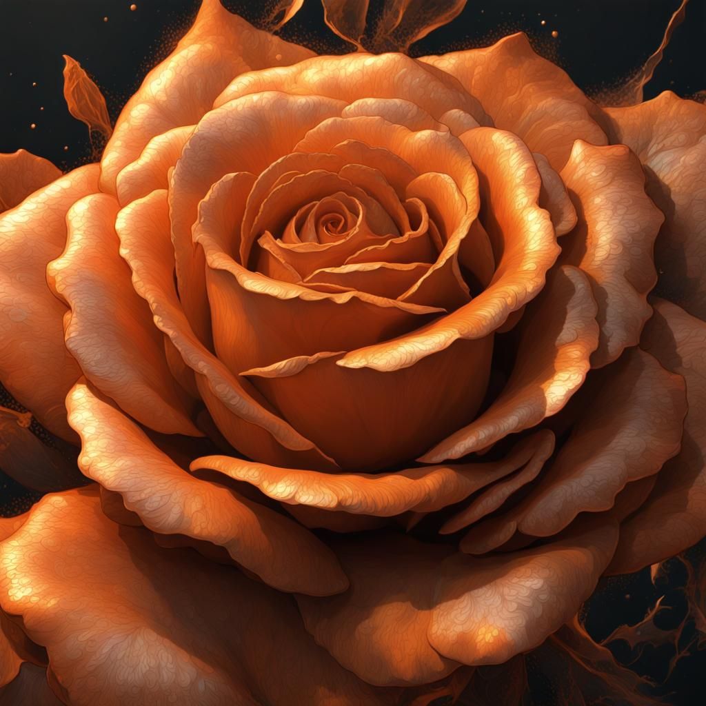 Orange Rose with Dark Fantasy Art Details