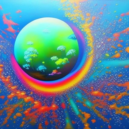 Polychromatic Summer Crystal Sphere in Graffiti Style