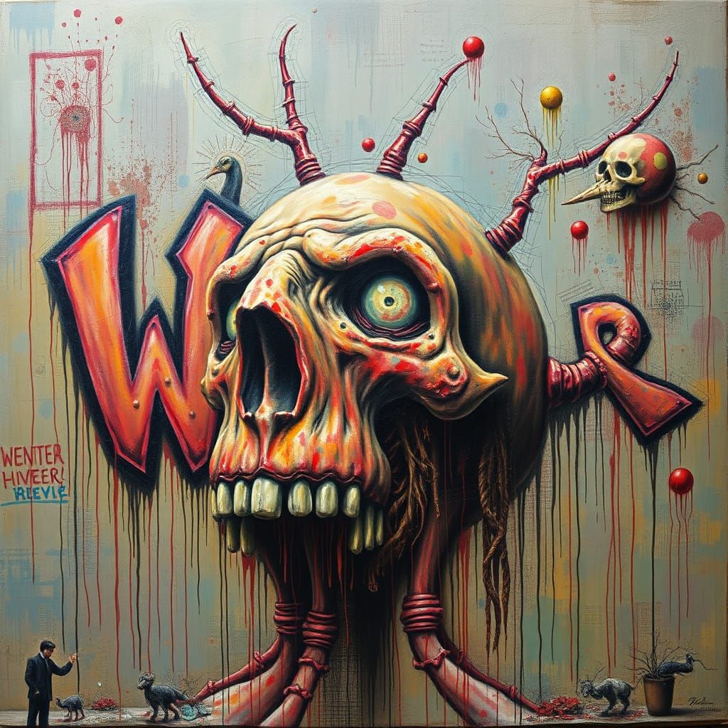Surreal Graffiti Painting with Dystopian Elements