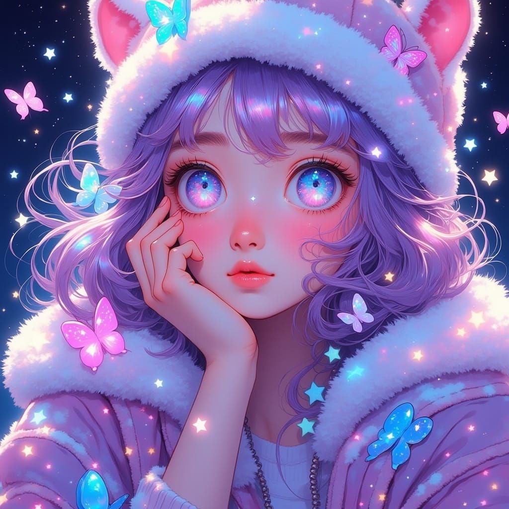 Anime Girl in Comfy Clothes, Manga Scan Style