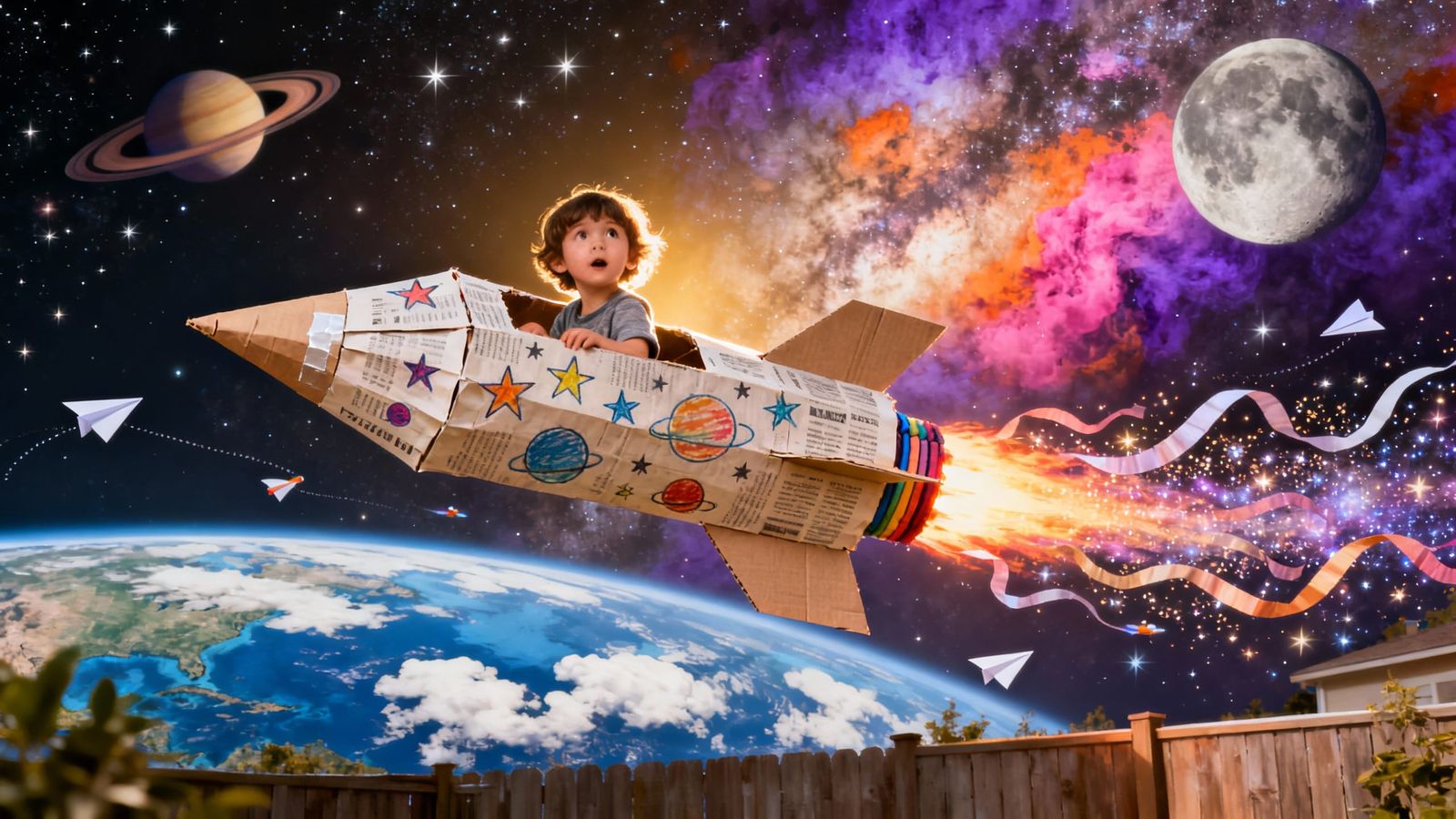 Child Launches Paper Rocket into Deep Space