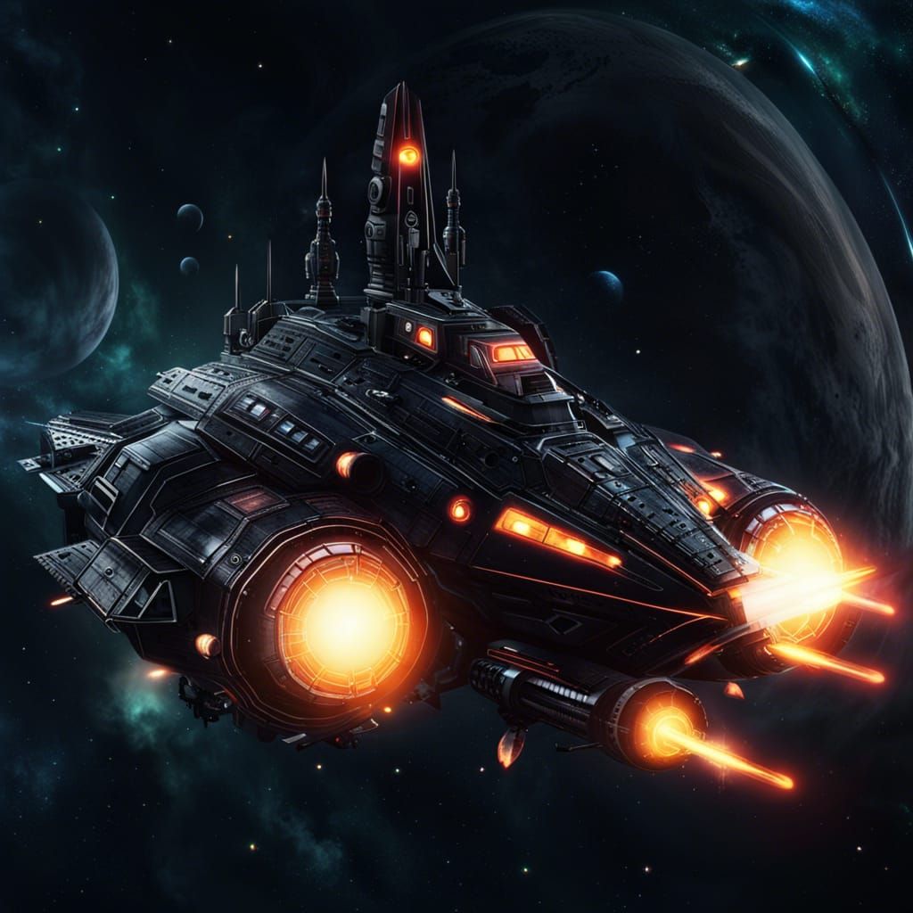 Menacing Skull Spaceship in Galactic Battle