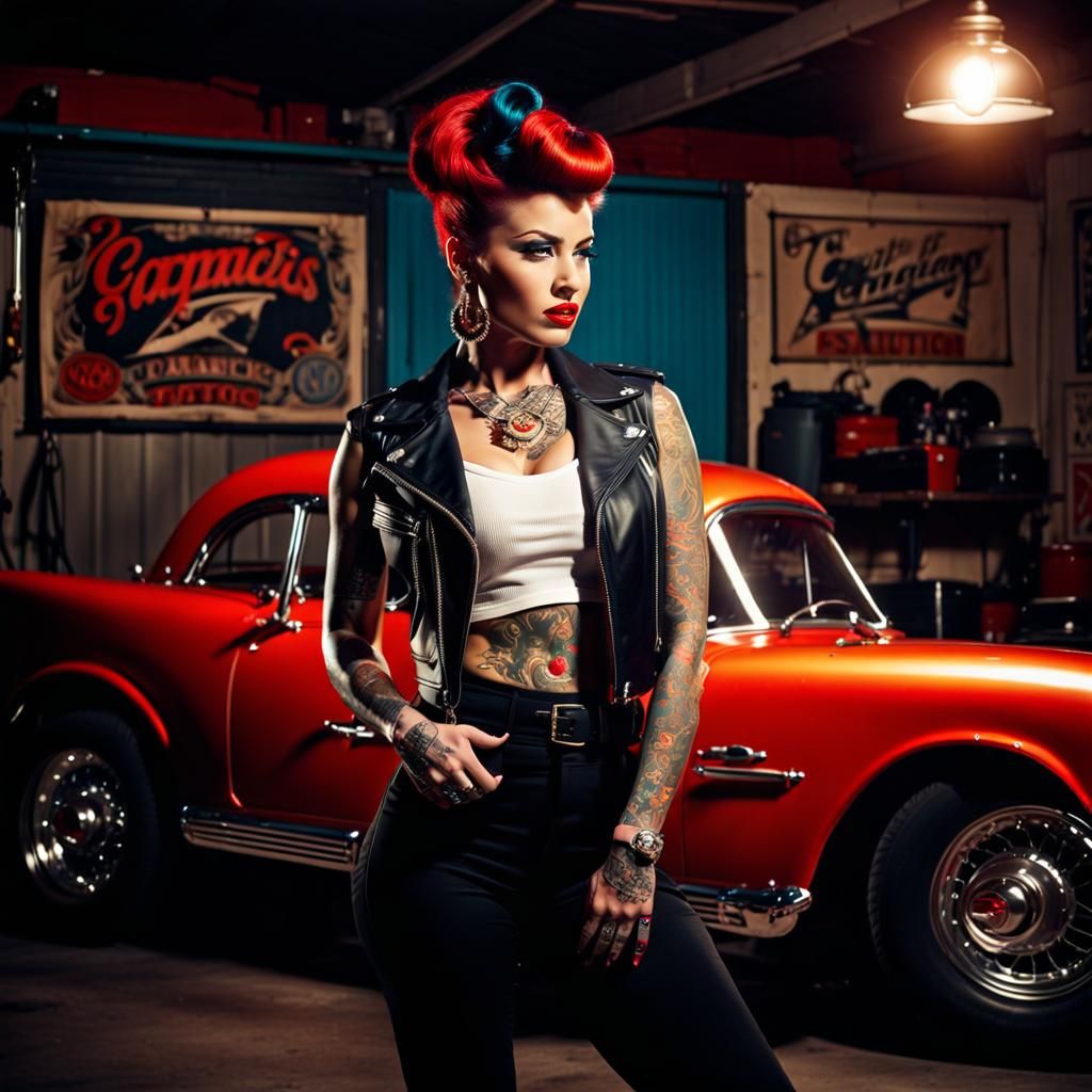 Rockabilly Pinup Girl With Tattoos