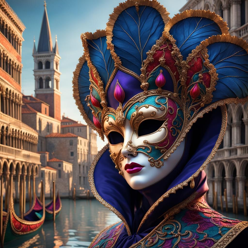 Brilliant Colorful Venetian Carnival Mask in 8K