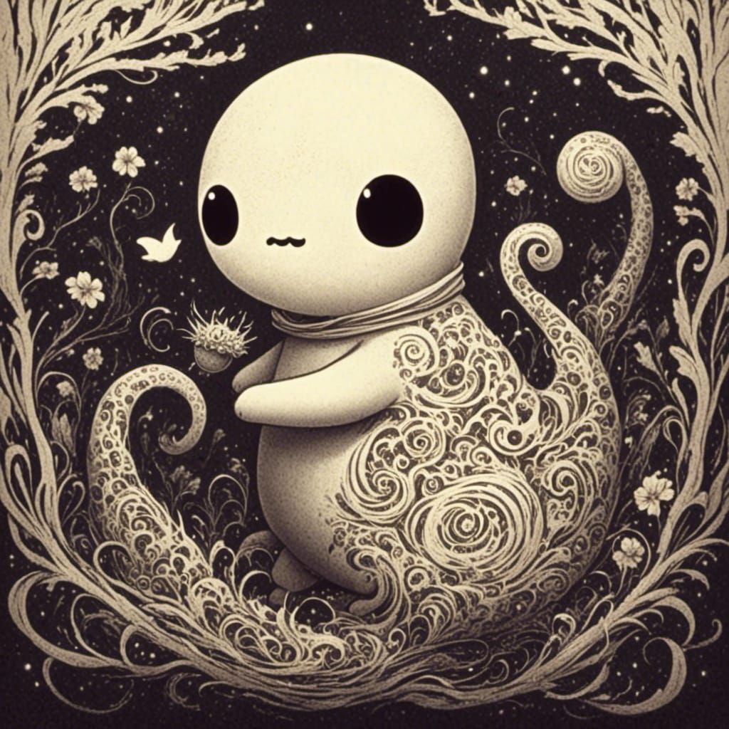 Cute Little Ghosts in Cartoon Style