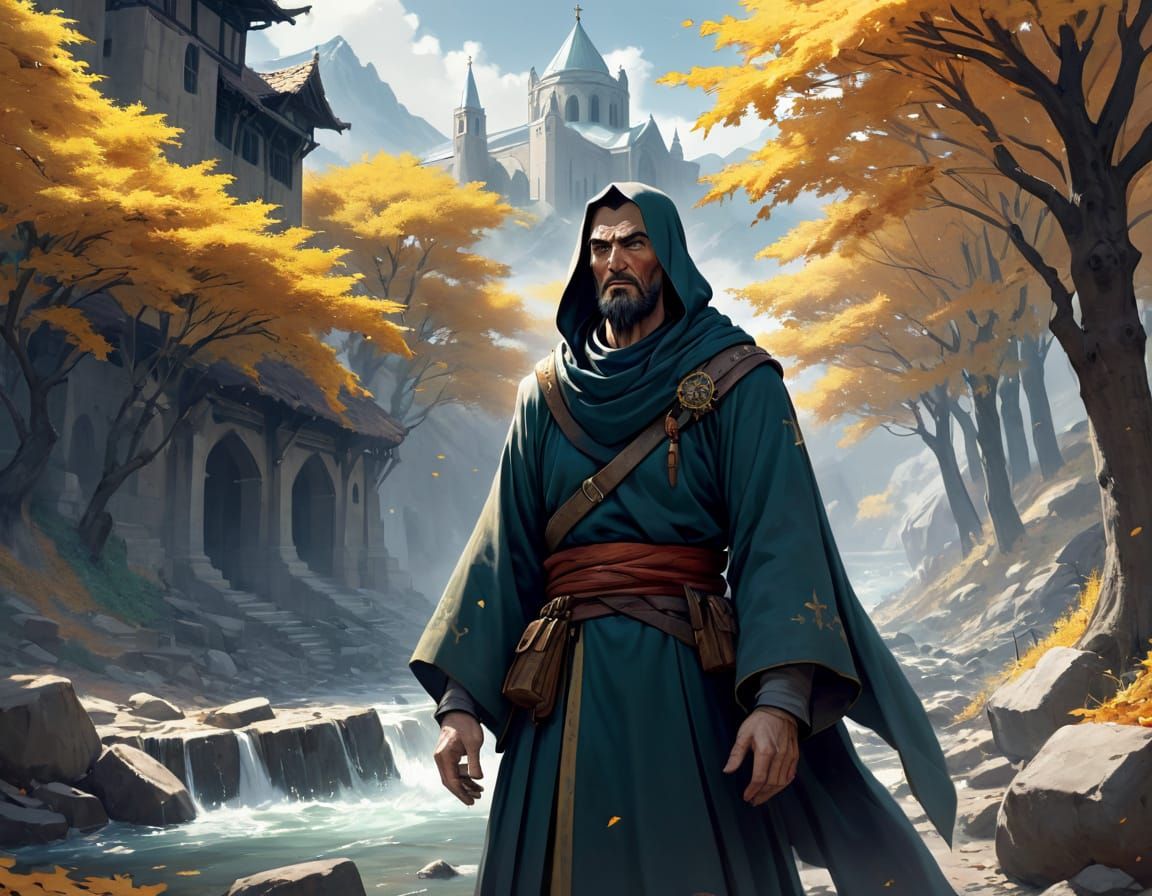 Troubled Merchant Seeks Refuge in Autumn Monastery