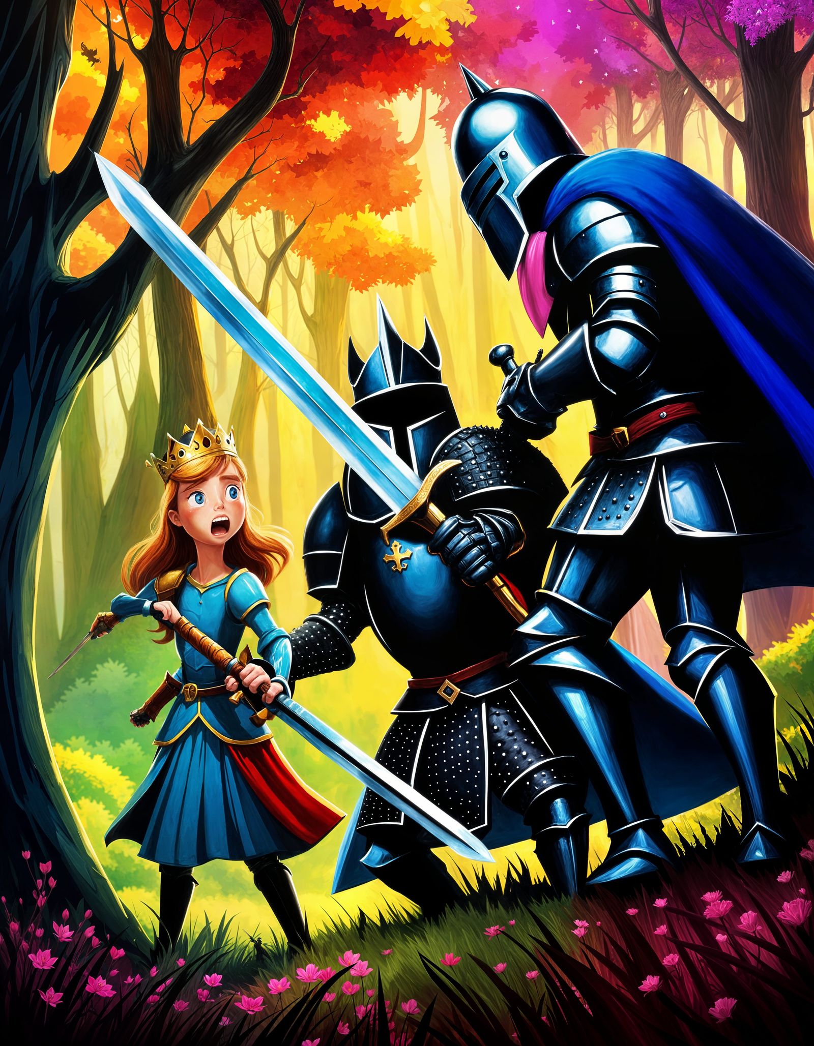 Funny Skinny Knight Versus Huge Black Knight