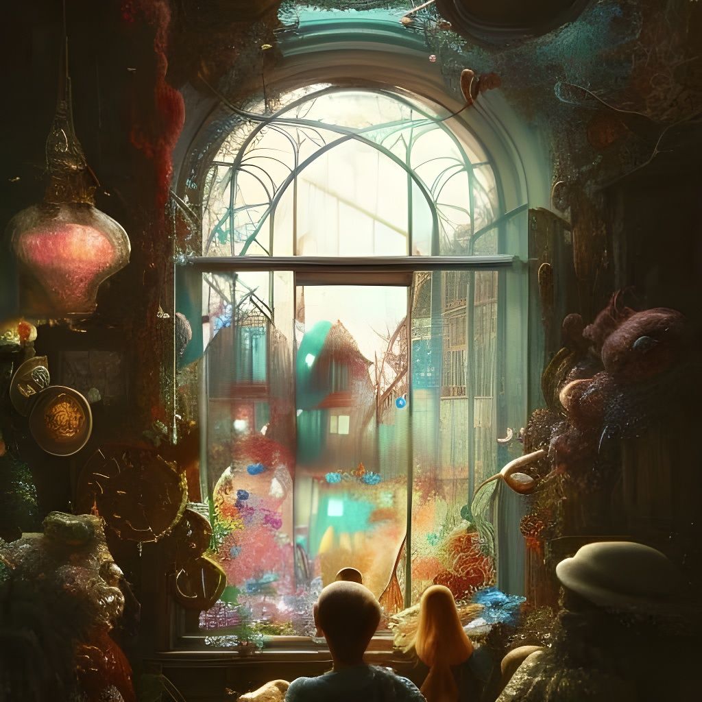 Dreamy Wonderland Window View in Hyperdetailed Style