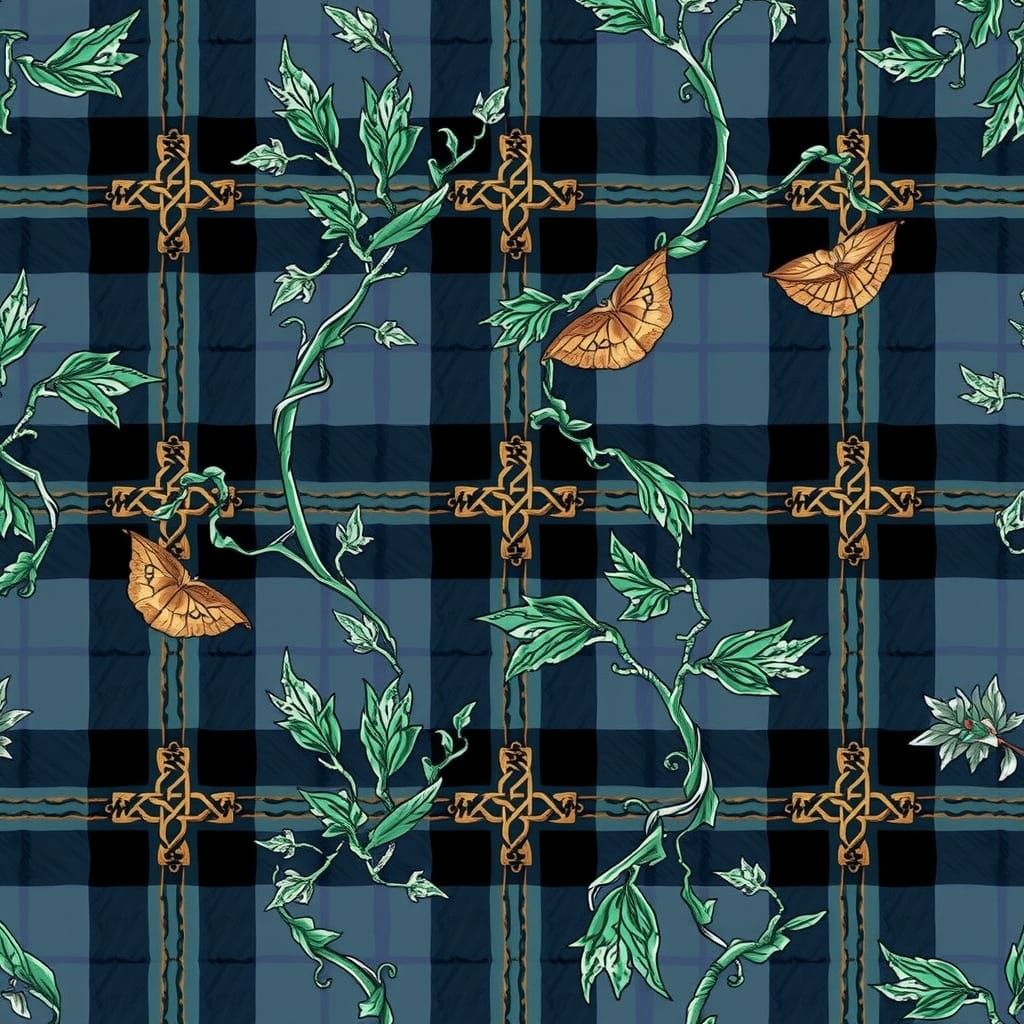 Ancient Celtic Tapestry in Muted Violet and Gray