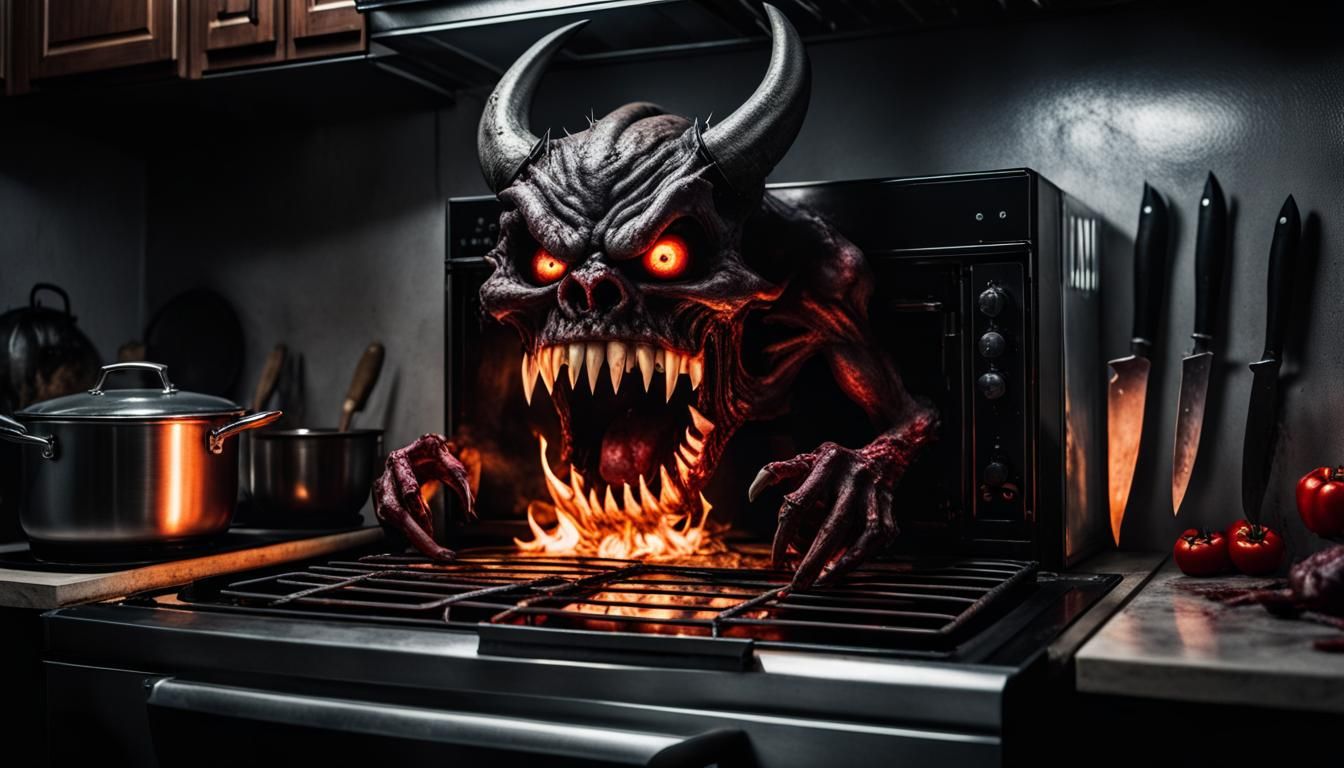 Demonic Kitchen Appliances in Dark Fantasy Style