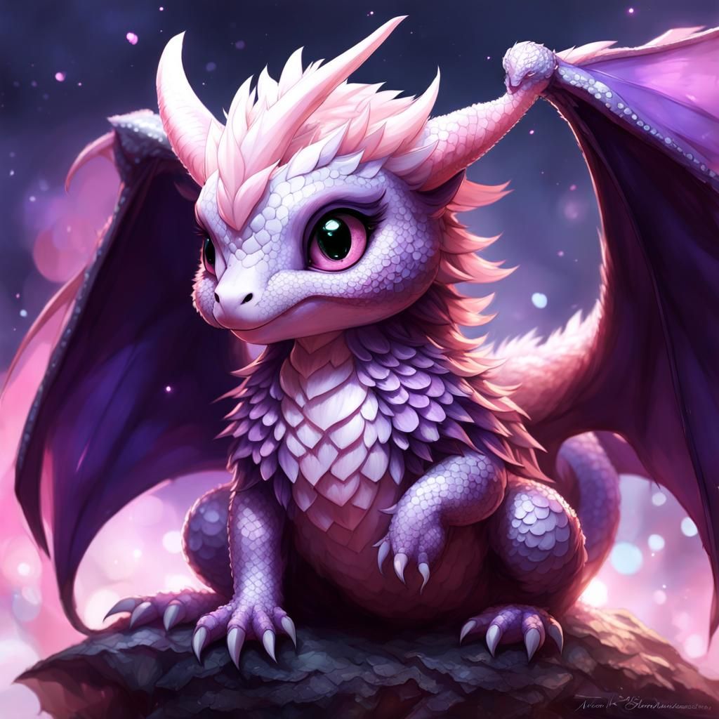 Chibi Dragon with Silks, Digital Art