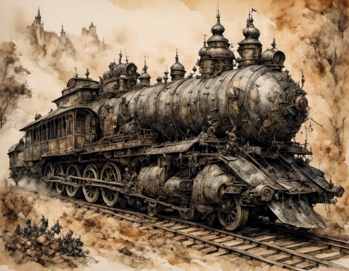 Medieval Armored Train in Pieter Breugel Style