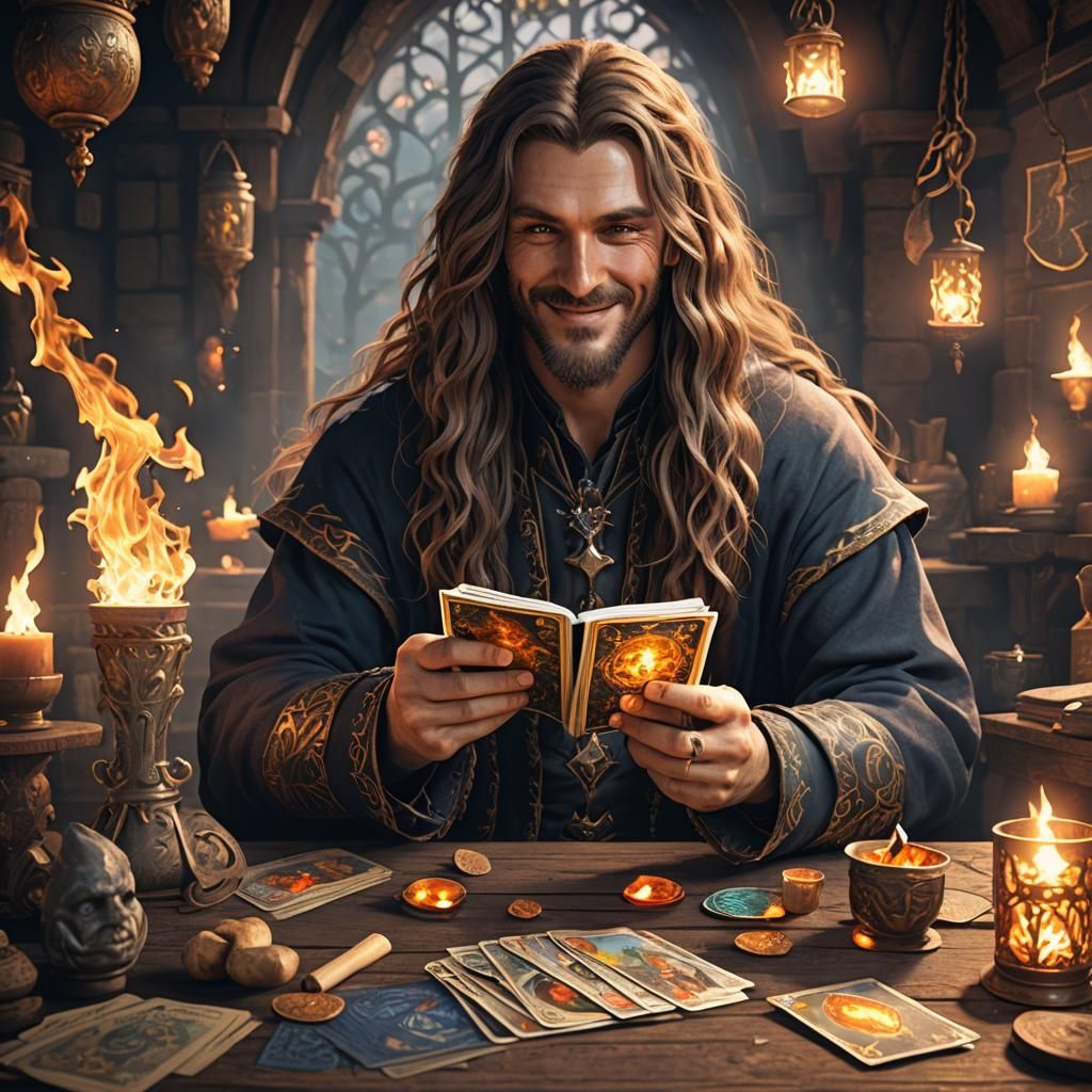 Fire Witch Tarot Reading in 3D Shading