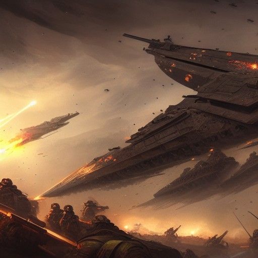 Combat Warfare in Fantastical Matte Painting Style