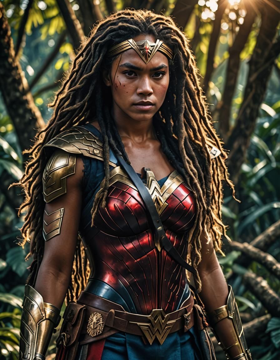 Beautiful Papua New Guinean woman, long Dreadlock hair, 22 y...