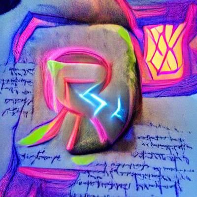 Glowing Neon Rune in Renaissance Style