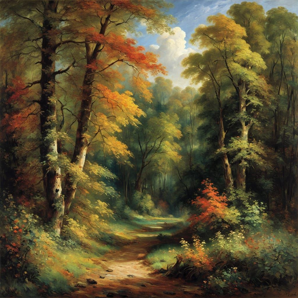 Vibrant Forest Landscape in John Constable Style