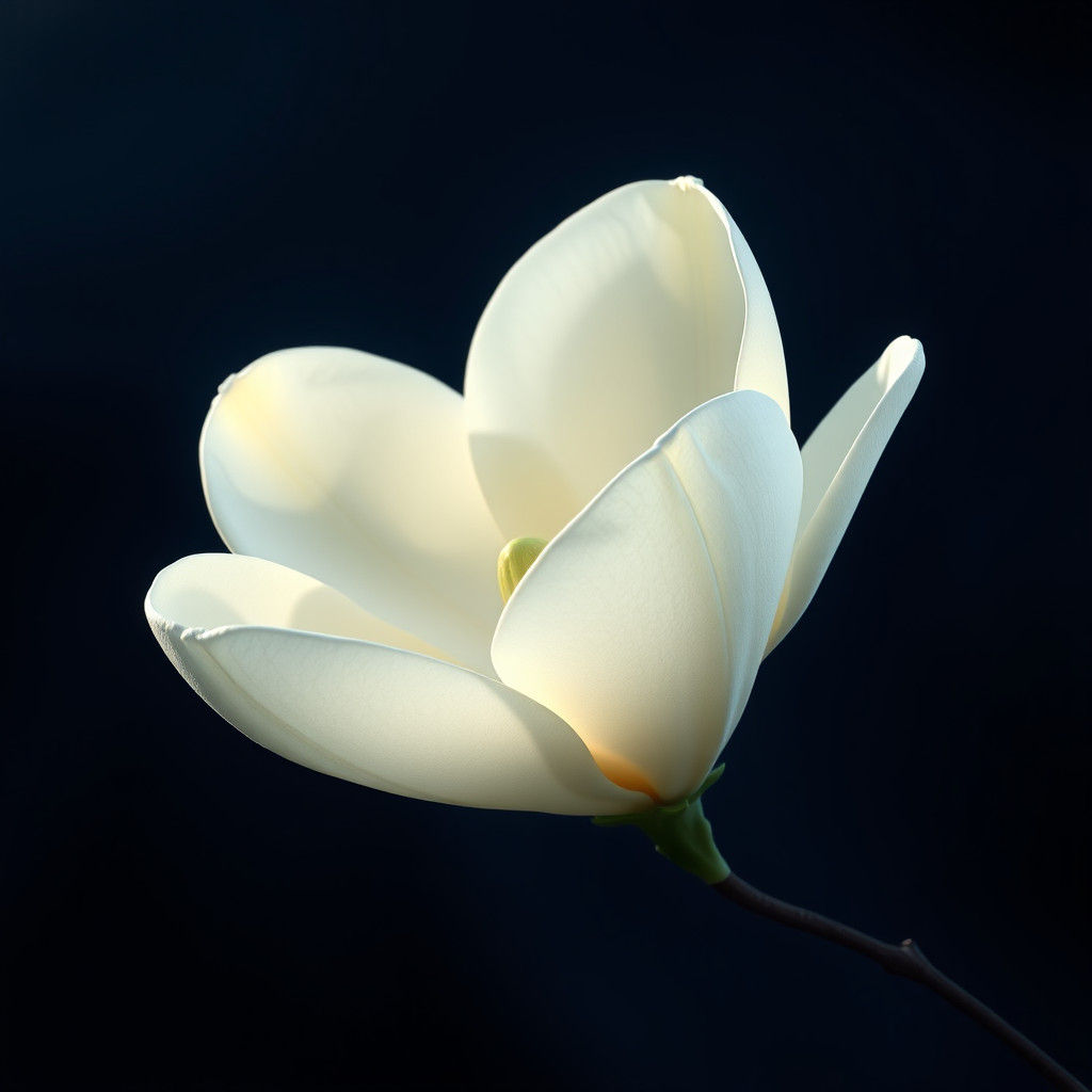 White Magnolia Blossom in Dreamlike Lighting