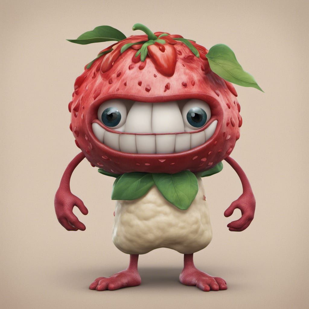 Boo from Monsters Inc as a Strawberry