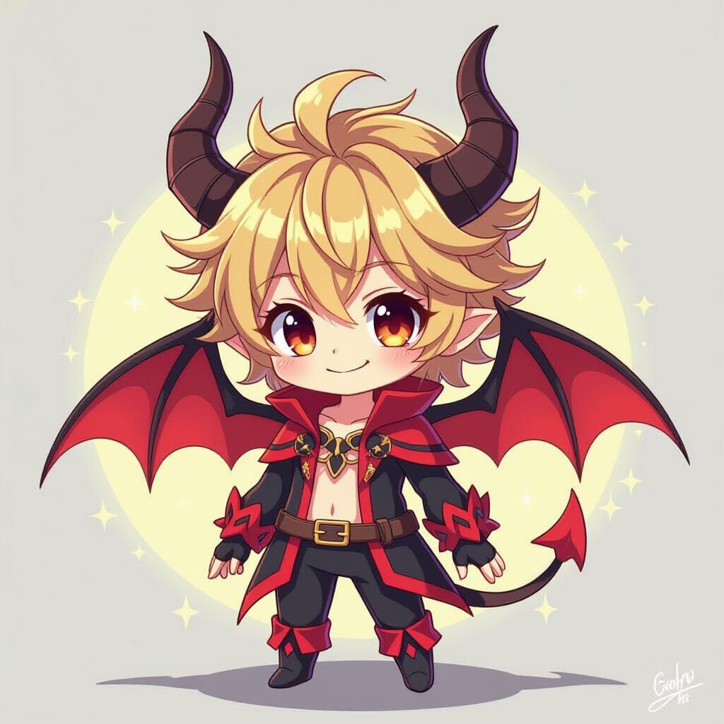 Adorable Chibi Beelzebub in Vibrant Anime Style