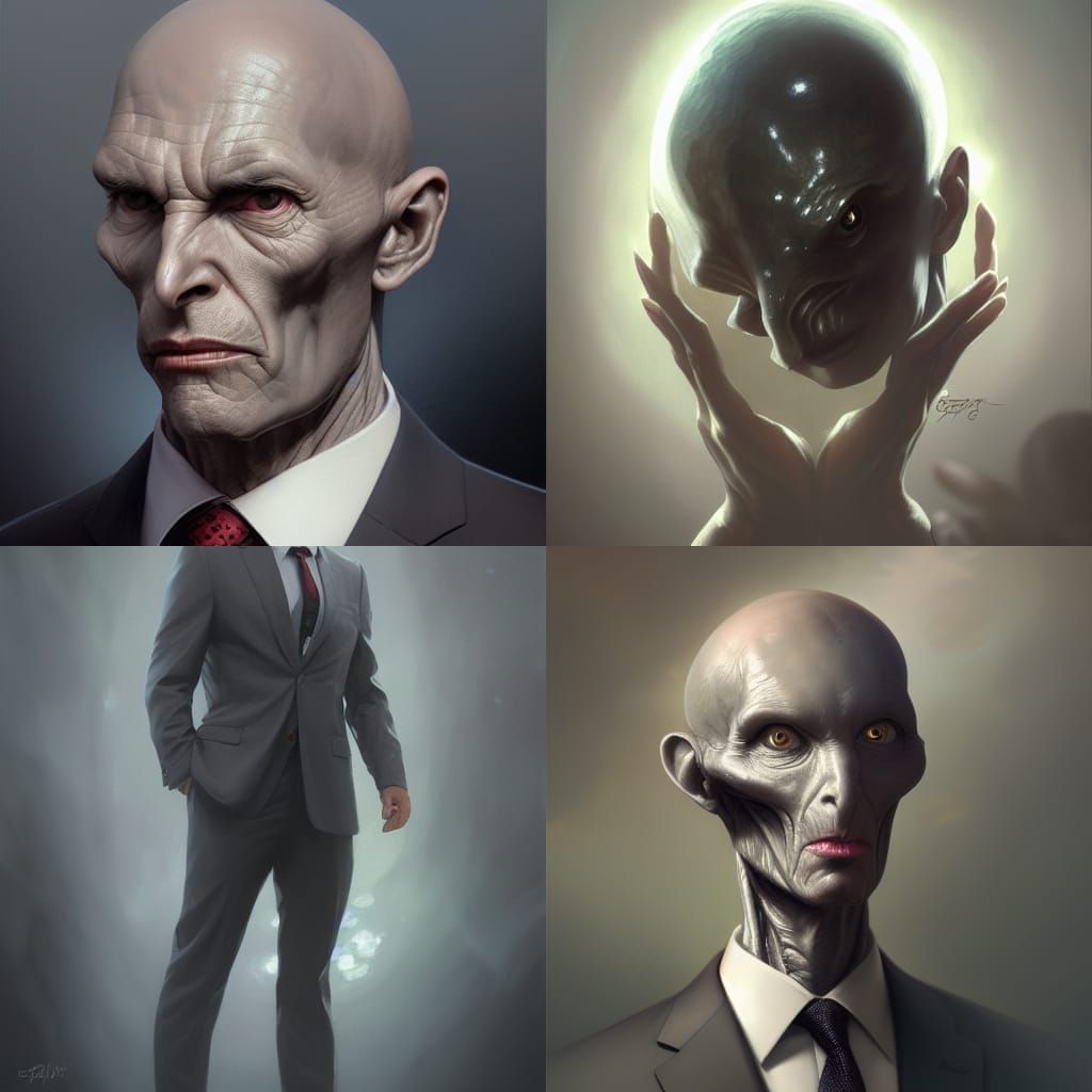 Alien in Suit: Hyperdetailed Sci-Fi Portrait