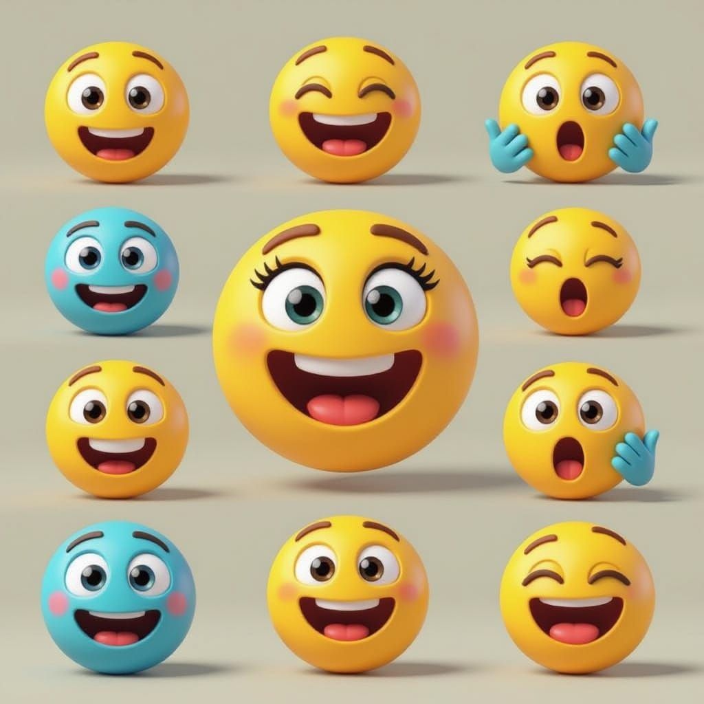 Playful 3D Emojis Expressing Emotions in Pixar Style