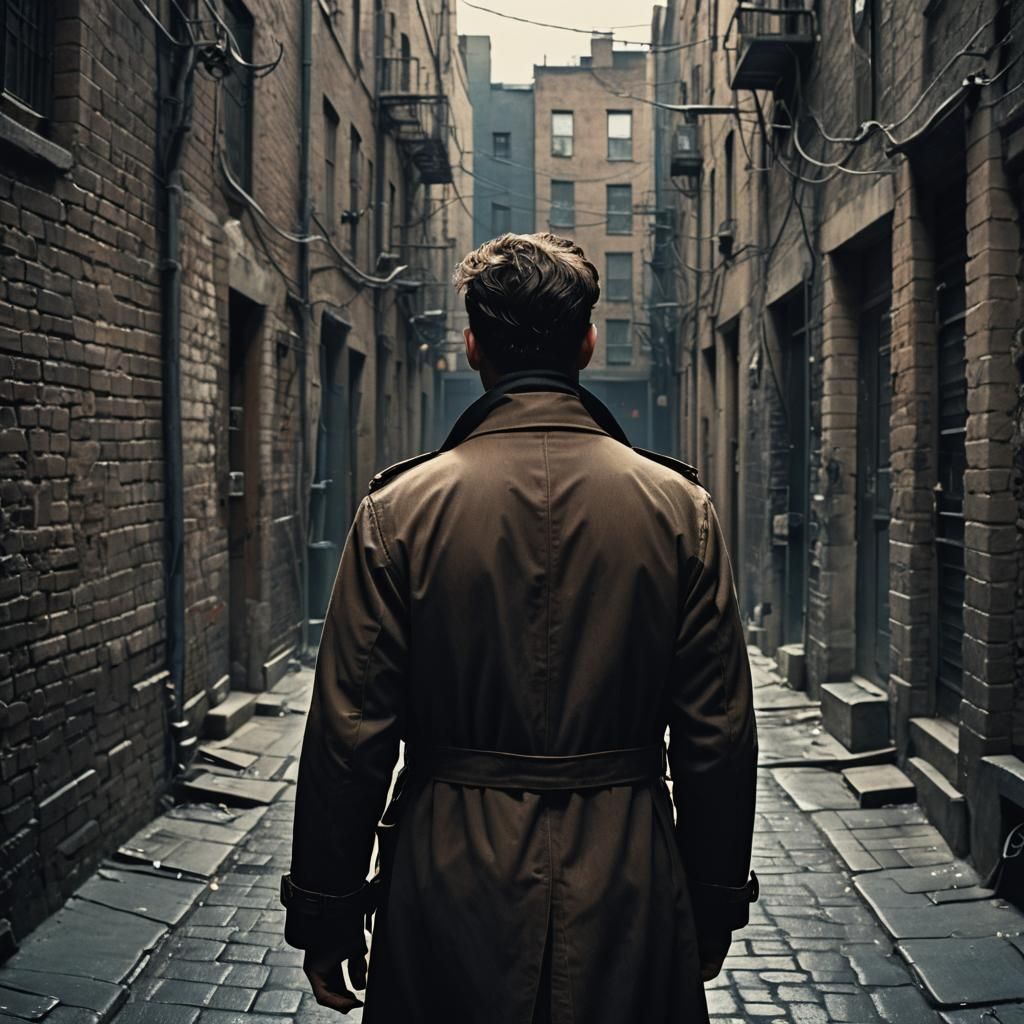 Film Noir: Man in Trenchcoat in Dark Alley