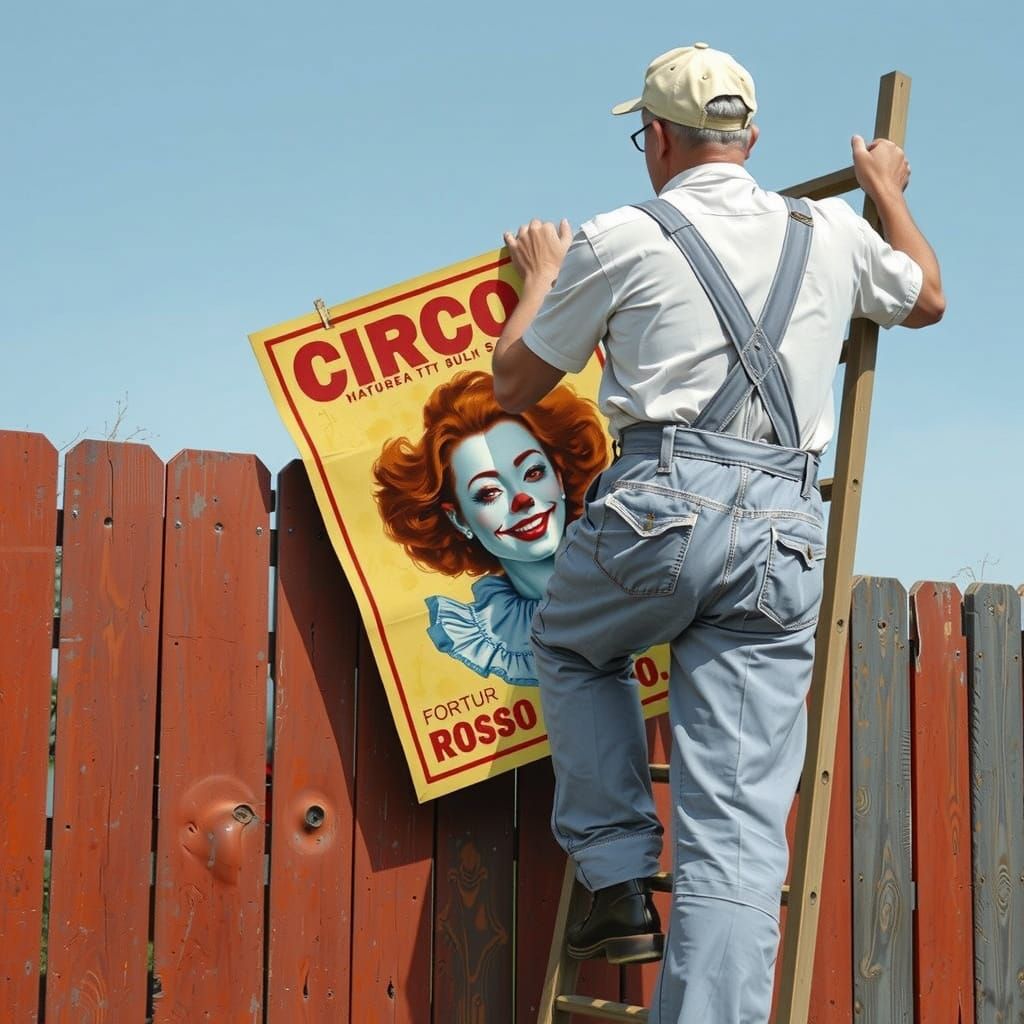 Vintage Circus Poster Hanger in Unstable Equilibrium