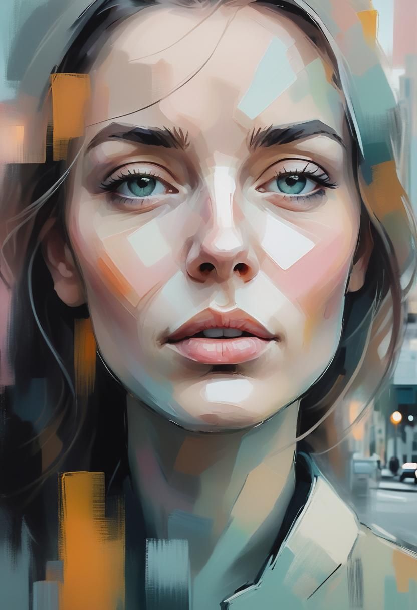 Soft modern expresionism. Portrait. Woman with calm expressi...