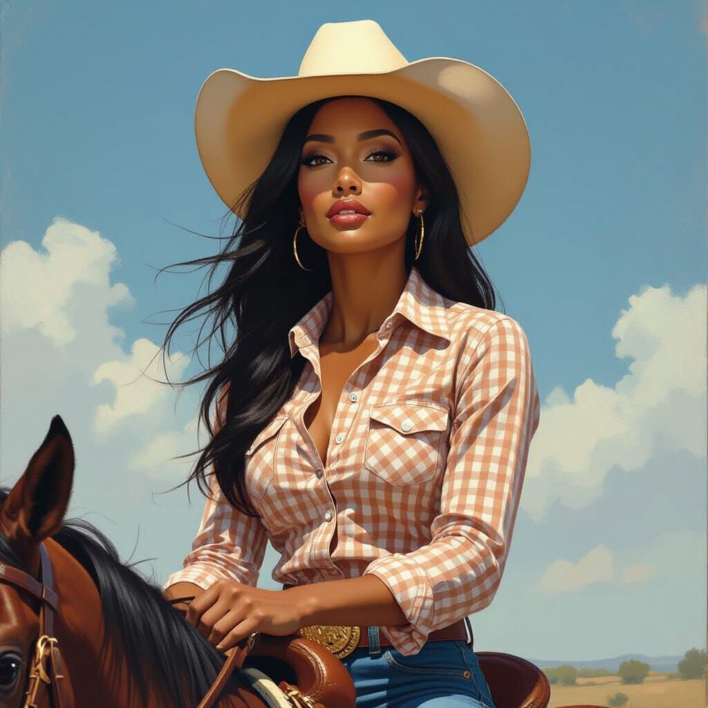 Cowgirl in Impressionistic Oil Painting