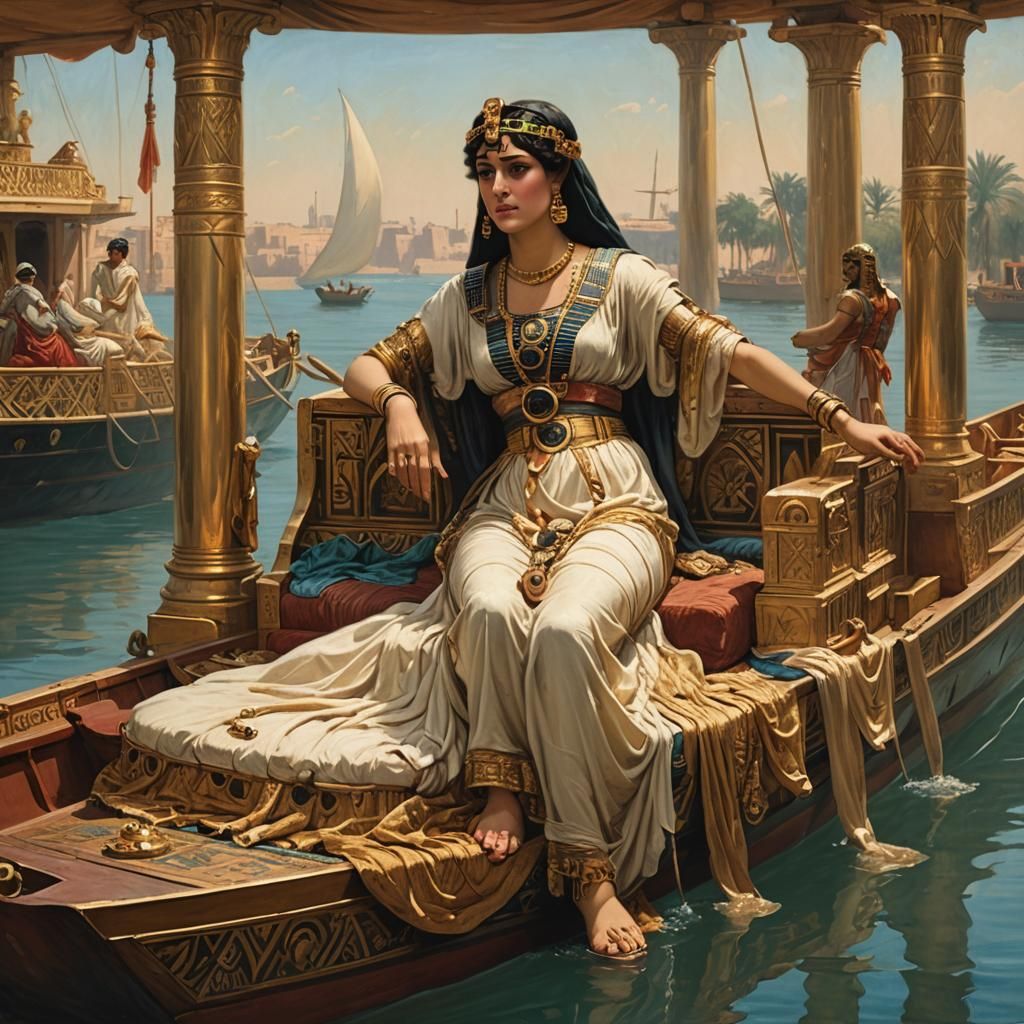 Cleopatra in her luxurious barge