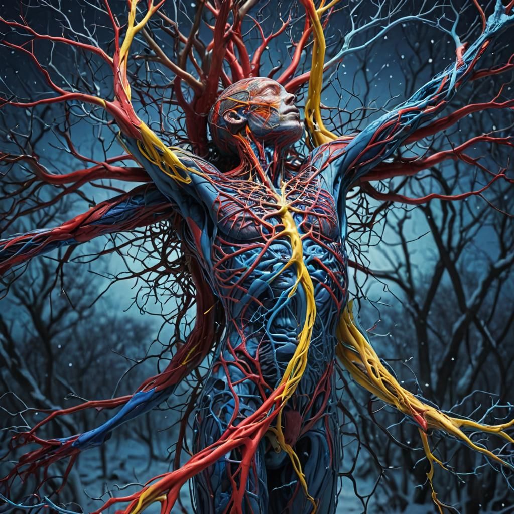Human Anatomy in Surreal Intertwined Network