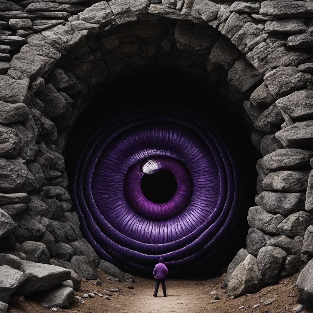 Grimdark: Giant Worm and Eyeballs in Stone Tunnel