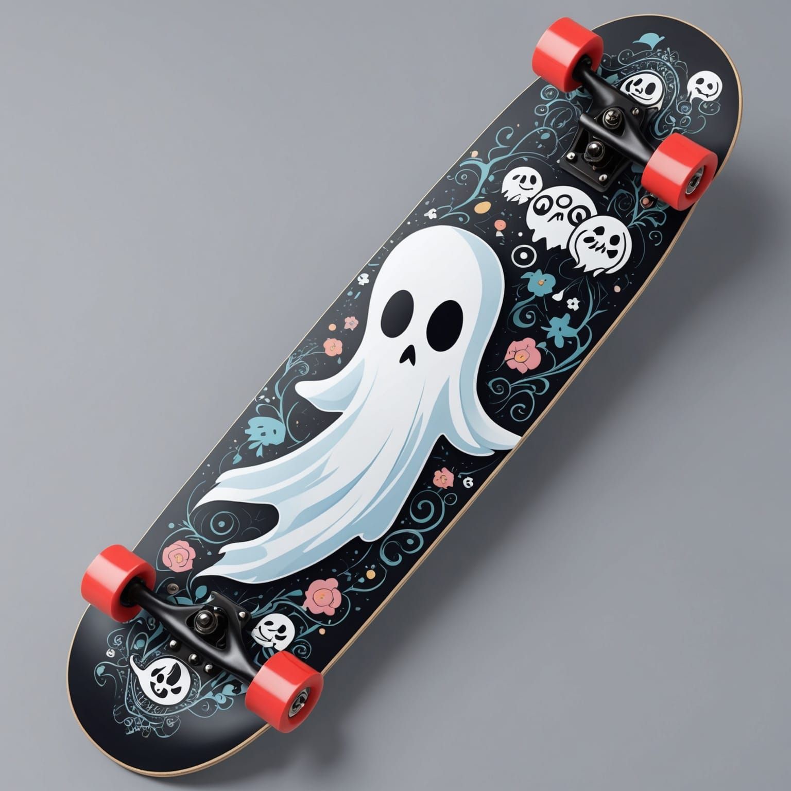 Cute Ghost Skateboard in 3D Anime Art