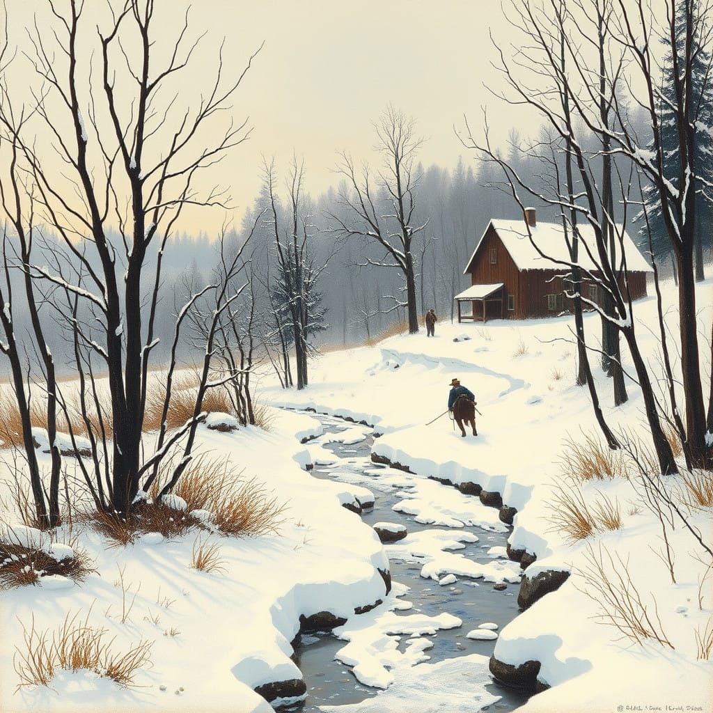 Frosted Western Landscape in the Spirit of Winslow Homer