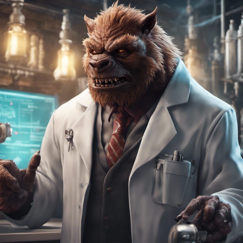 Bugbear Scientist: Detailed Matte Painting in 8K