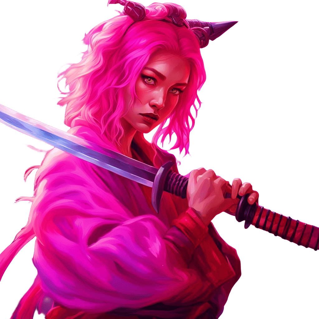 Pink Haired Girl with Katana: Fantasy Concept Art