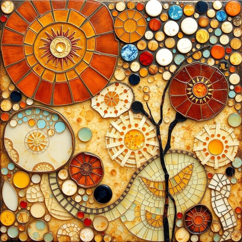Vibrant Mosaic Artwork in a Klimt-Inspired Style