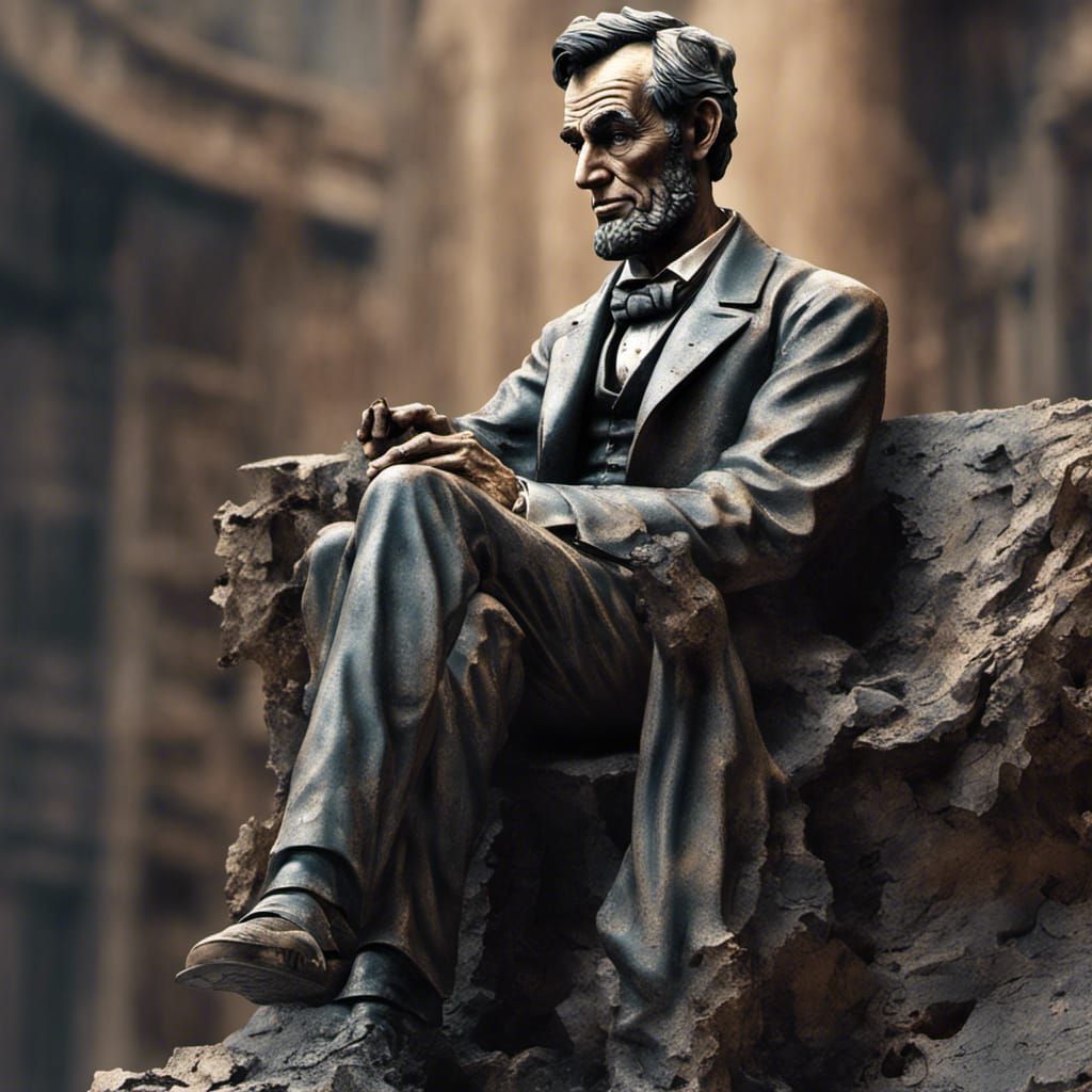 Eroded Abraham Lincoln Statue in Hyperrealism