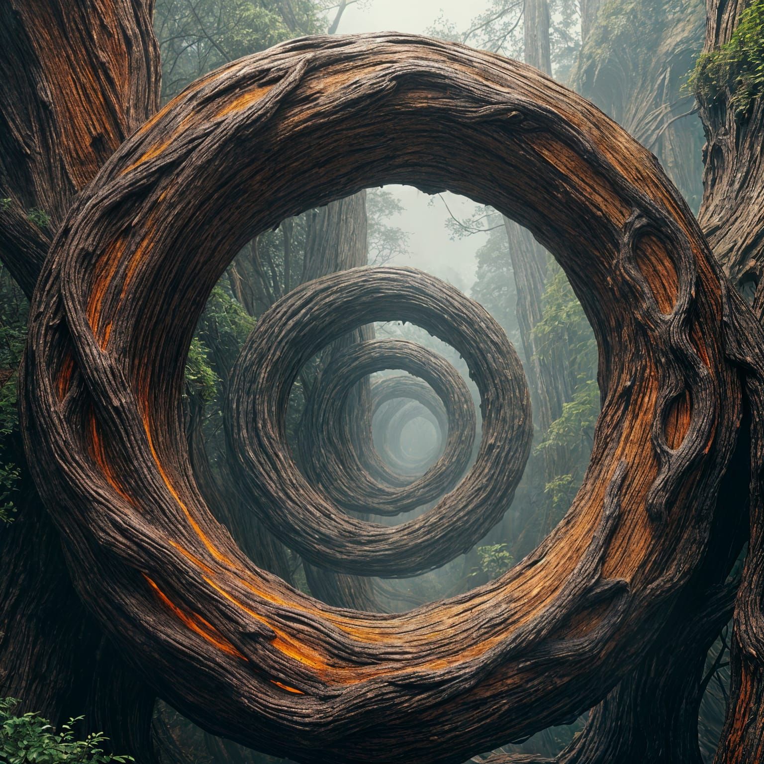 Endless Wooden Spiral with Filigree Motifs