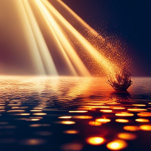 Sunlight Sparkles Reflecting in Water: Hyperrealistic Splash...