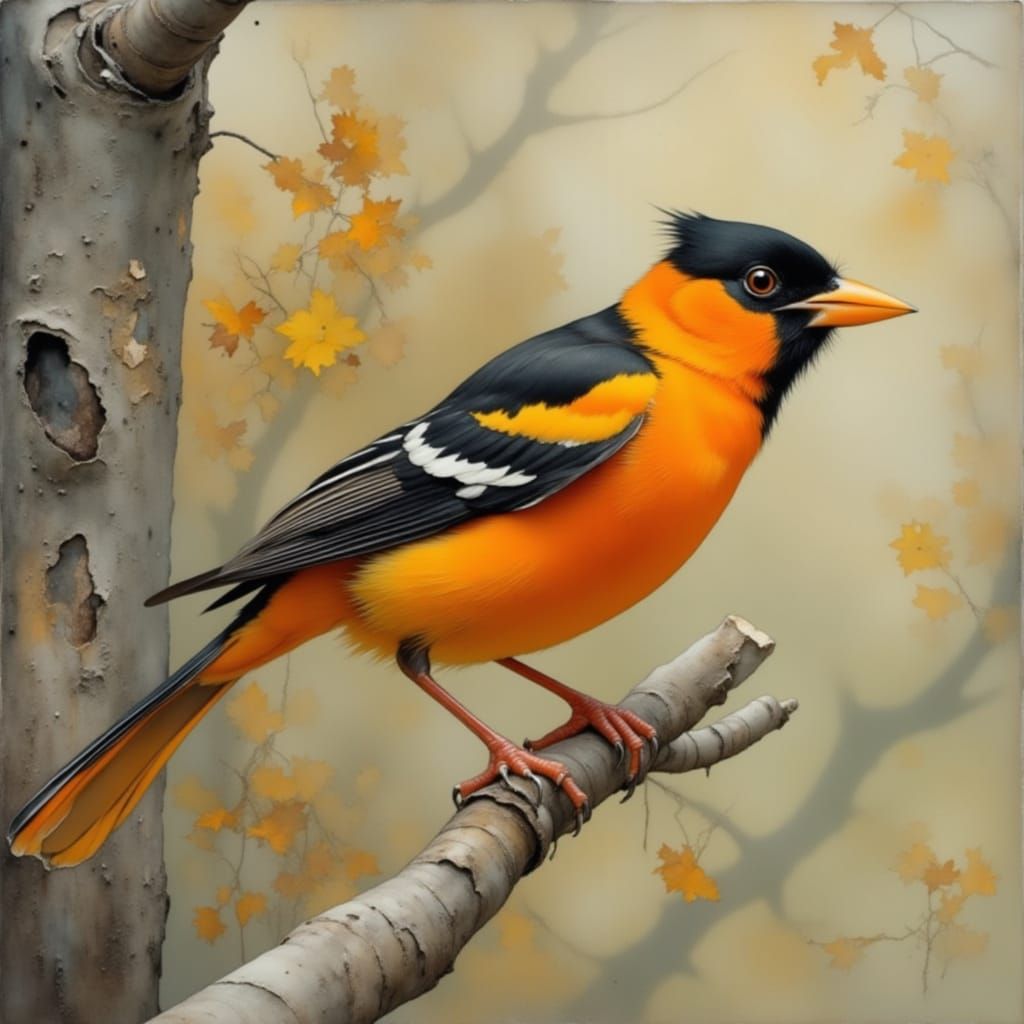 Dreamy Baltimore Oriole Bird Portrait