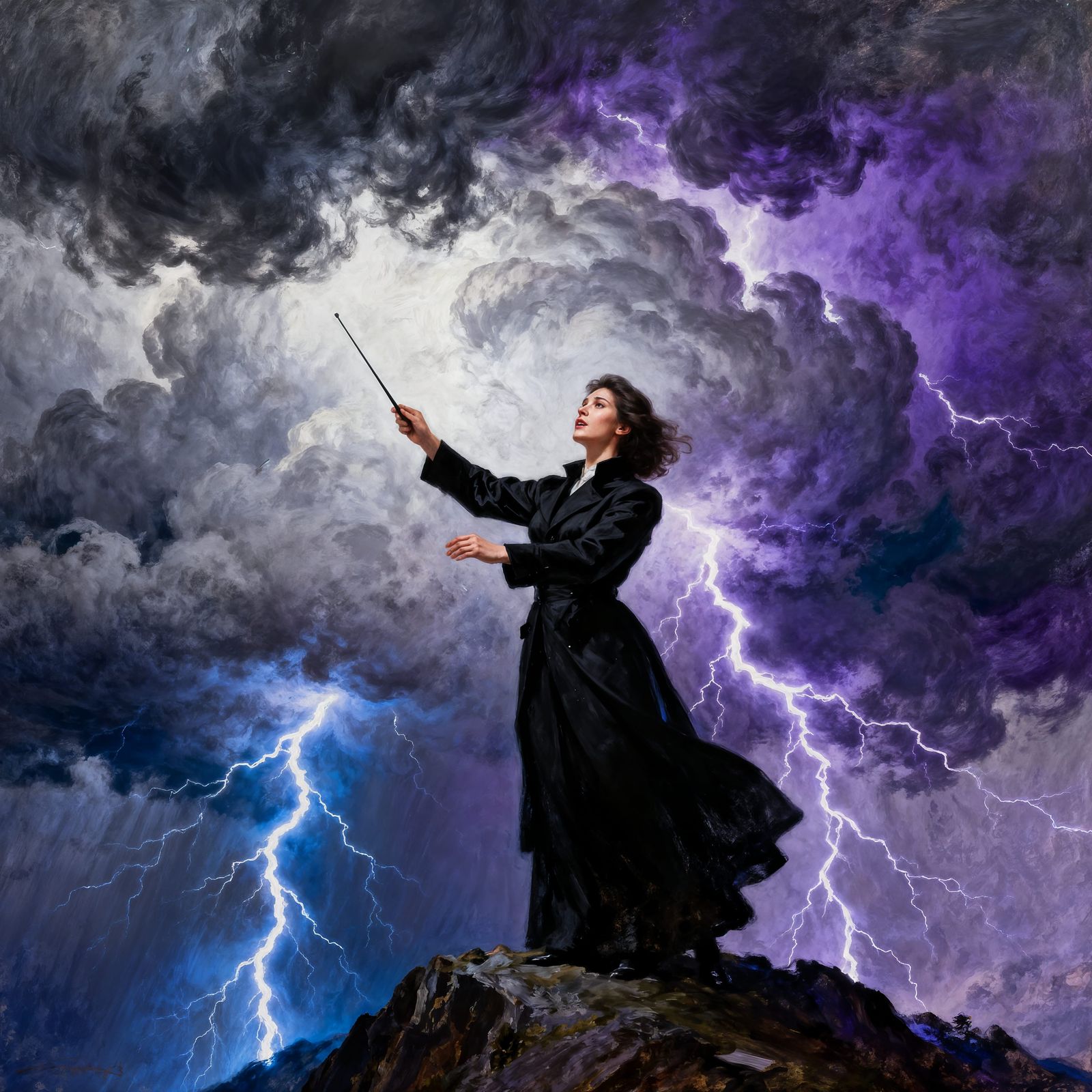 Woman Conducting Storm Like Orchestra