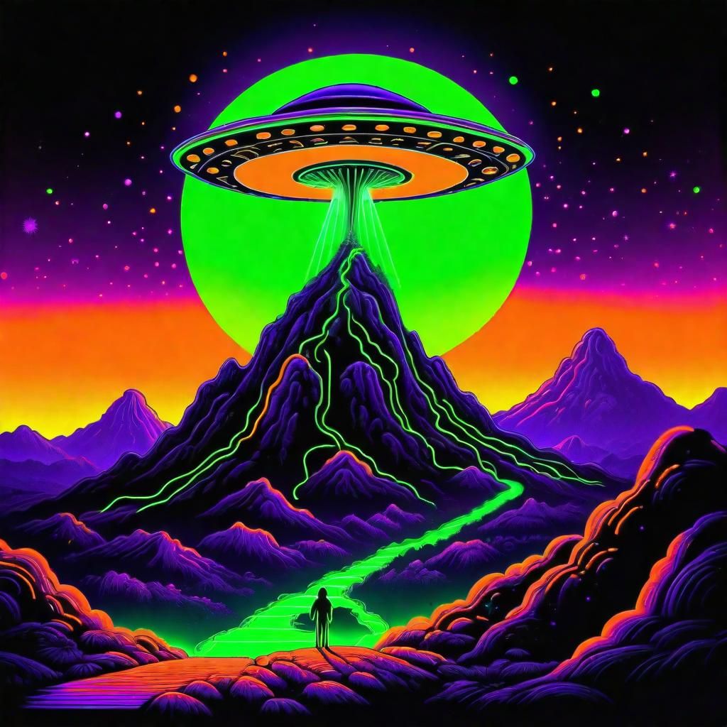 Groovy 70s Black Light Alien Landing