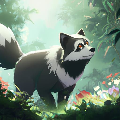 Panda-Wolf Hybrid in Studio Ghibli Anime Style