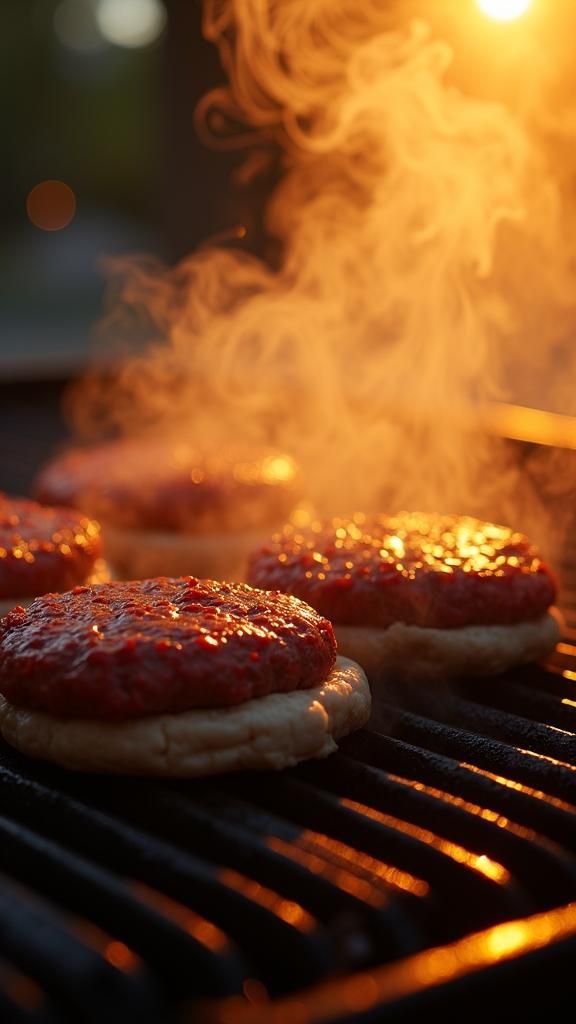 Juicy Burgers on Grill with Cinematic Lighting
