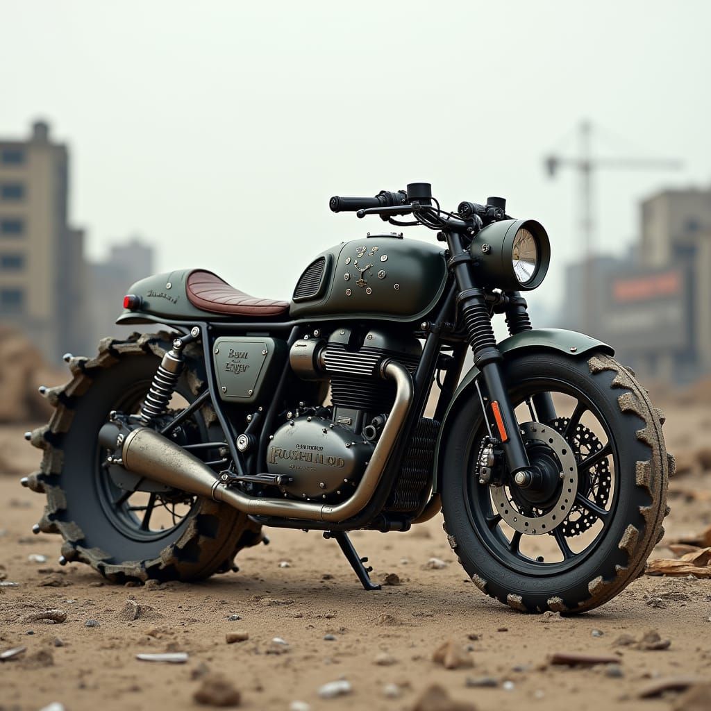 Armored Royal Enfield Bullet Tank in Wasteland